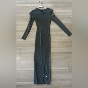 Elegant Long Sleeve Gray Dress